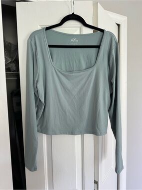 Hollister Sage Green Scoop Neck Long Sleeve Top